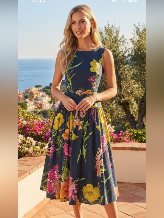 Karl Lagerfeld Dresses & Skirts - New Karl Lagerfeld Navy Floral Sleeveless Fit-and-Flare Dress size 10